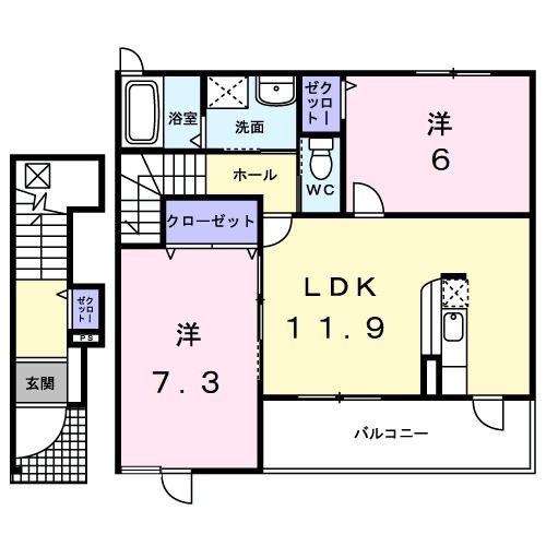 四日市市小古曽のアパートの間取り