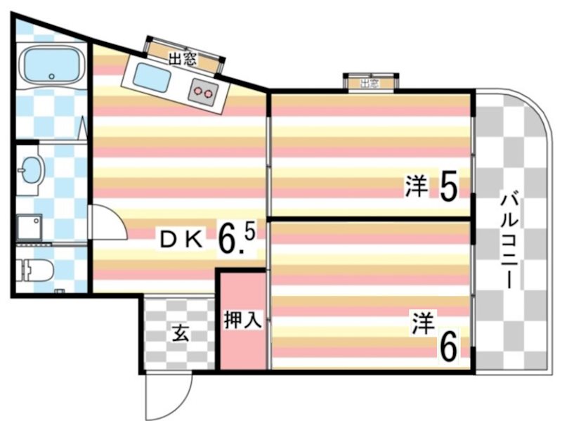 神戸市中央区浜辺通のマンションの間取り