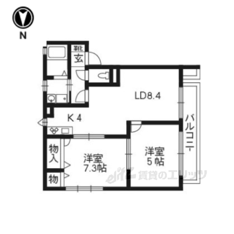 京都市山科区椥辻封シ川町のアパートの間取り