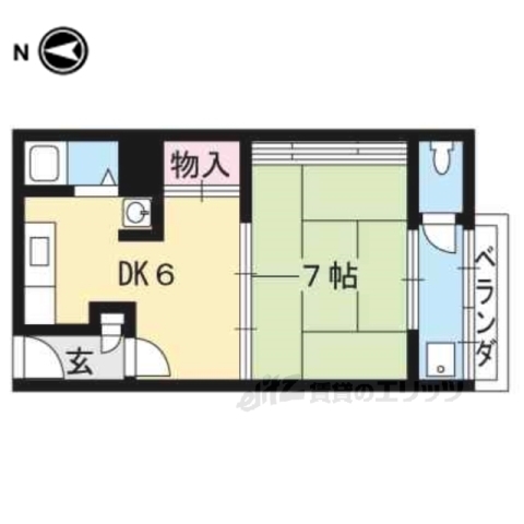 京都市左京区一乗寺里ノ西町のマンションの間取り