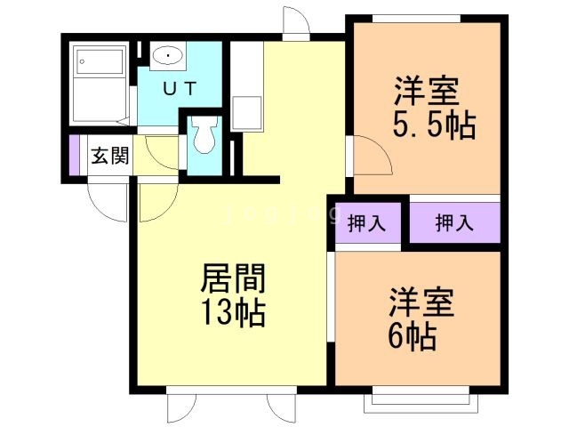 札幌市北区新琴似二条のアパートの間取り