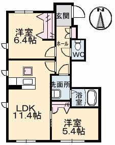 ルミエール竹原　Ｂ棟の間取り