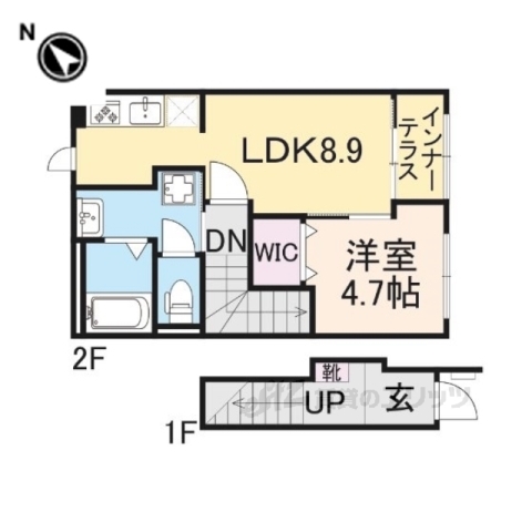 【野洲市西河原のアパートの間取り】