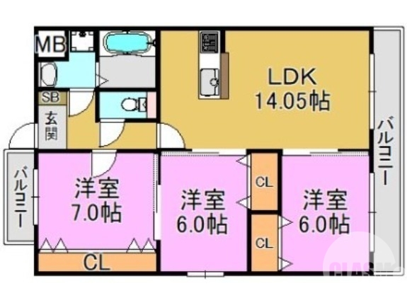 【高石市東羽衣のマンションの間取り】