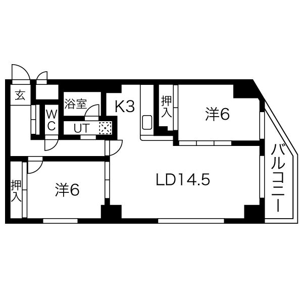 地下鉄東西線 宮の沢駅 徒歩12分 10階建 築21年の間取り写真