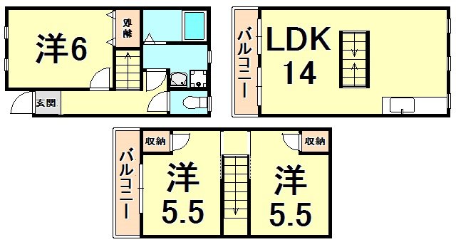 クレスト甲東園A棟の間取り写真