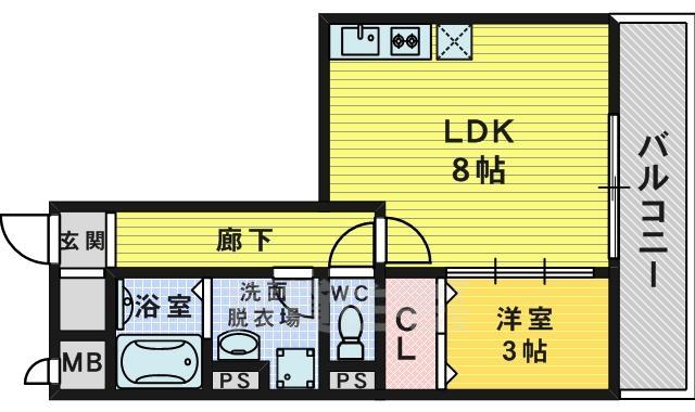 南海泉北線 深井駅 徒歩3分 3階建 築23年の間取り写真