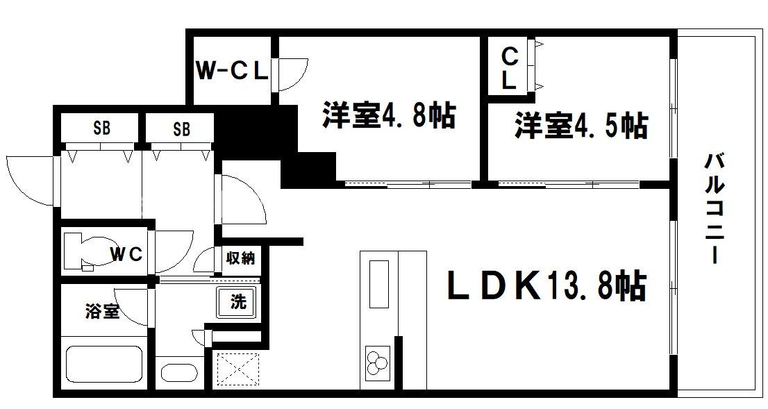 地下鉄中央線 堺筋本町駅 徒歩2分 30階建 築9年の間取り写真