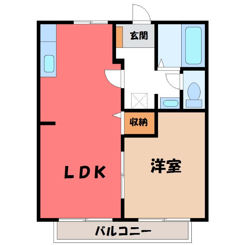 宇都宮市西一の沢町のアパートの間取り