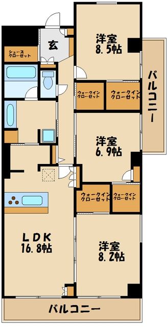 伊勢原市桜台のマンションの間取り