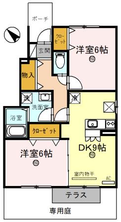 ローズコート杉立　Ａ棟の間取り