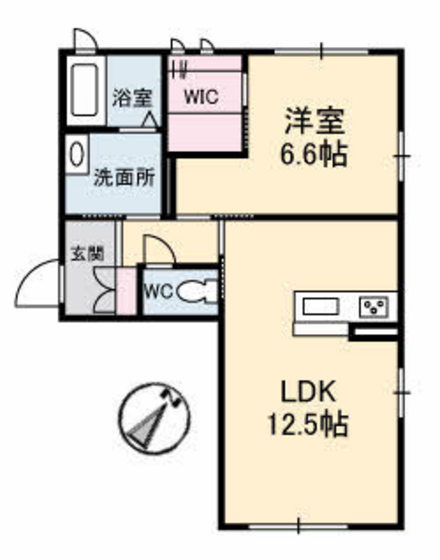 広島市南区東本浦町のアパートの間取り