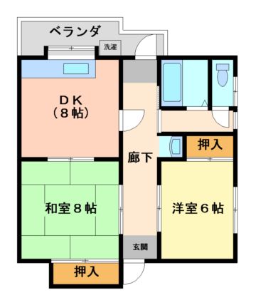 宇和島市錦町のアパートの間取り