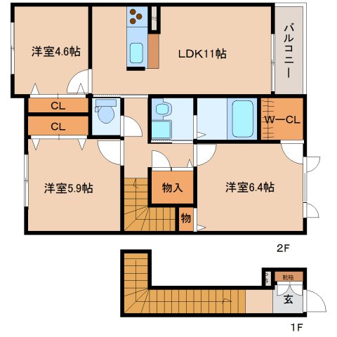 木津川市加茂町里のアパートの間取り