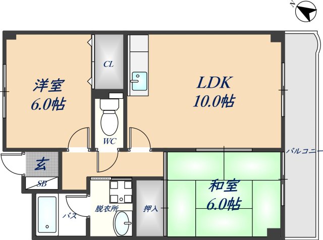 八尾市高美町のマンションの間取り