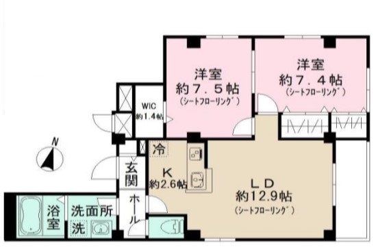 新宿区西新宿のマンションの間取り