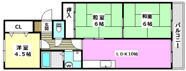 茨木市上穂東町のマンションの間取り