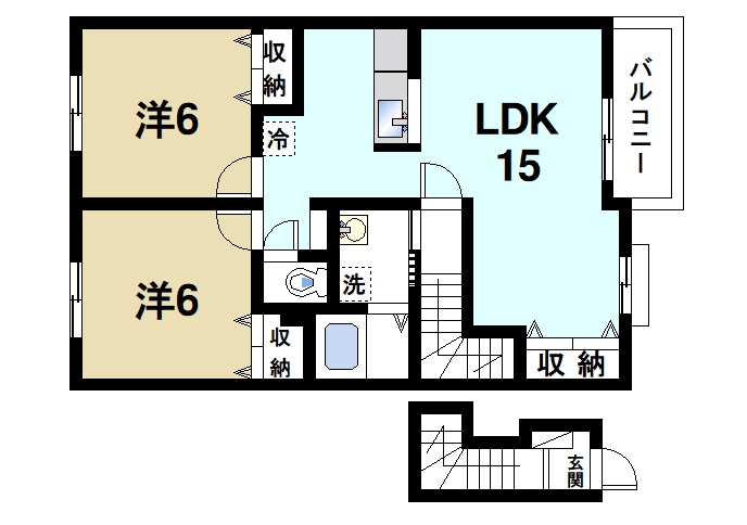 奈良市敷島町のアパートの間取り