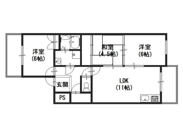 スクエアメゾン並河Bの間取り