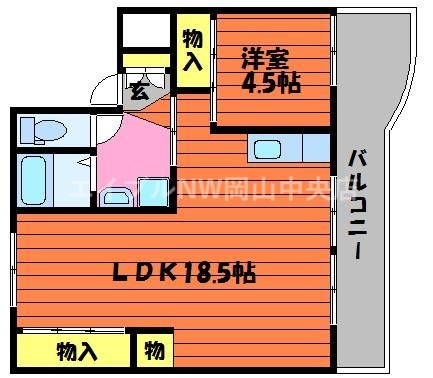 玉野市後閑のマンションの間取り