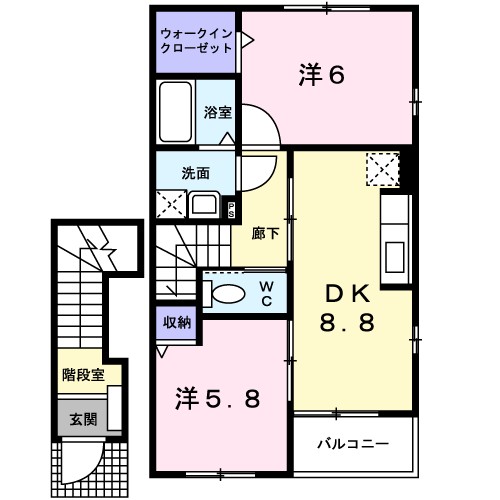 ドミール家久　Ｄの間取り