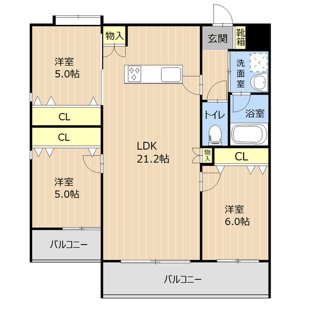 熊本市西区田崎本町のマンションの間取り