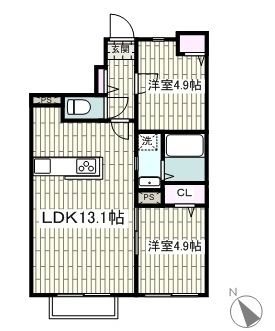 中郡大磯町東小磯のアパートの間取り