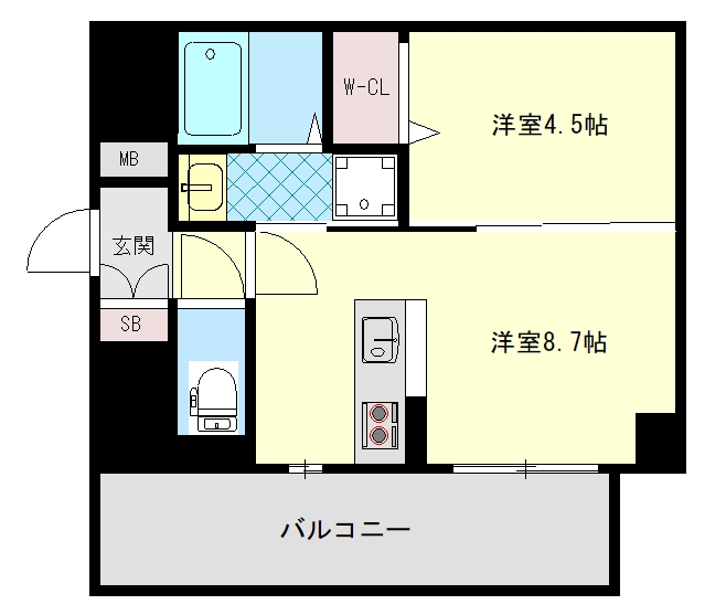 枚方市牧野阪のマンションの間取り