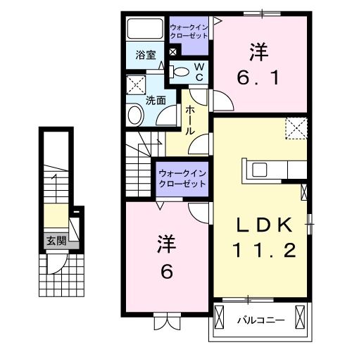 岡山市中区湊のアパートの間取り