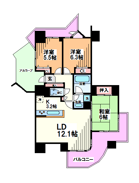 【府中市栄町のマンションの間取り】