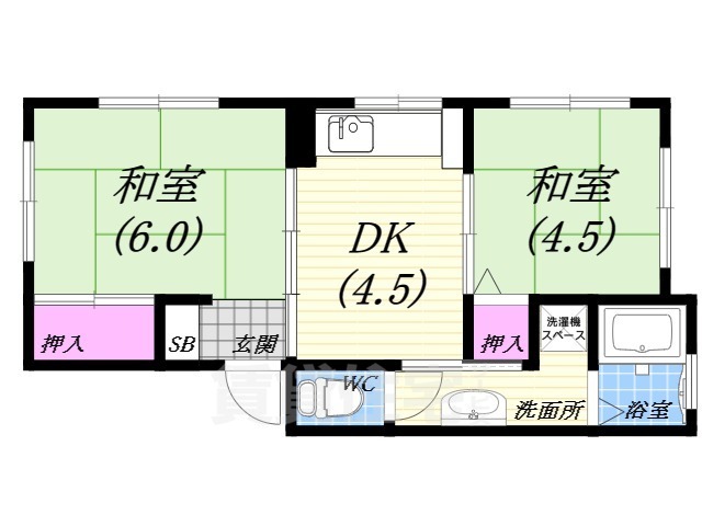 芦屋市大原町のマンションの間取り