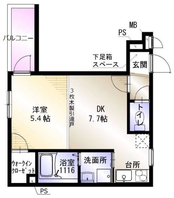 東大阪市箱殿町のアパートの間取り