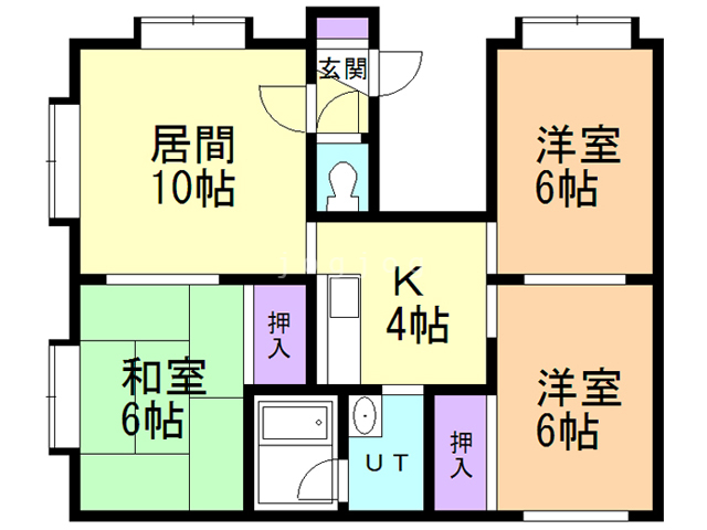 札幌市白石区北郷四条のアパートの間取り