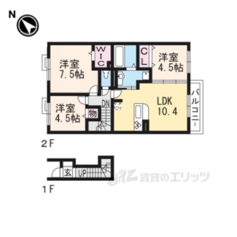 大津市南志賀のアパートの間取り