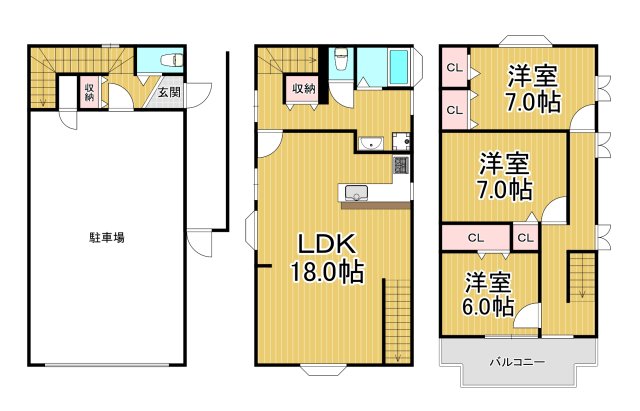 高松町戸建の間取り