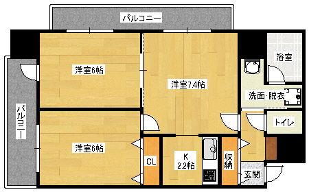 広島市安佐南区安東のマンションの間取り