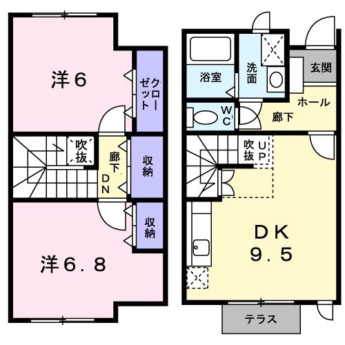 金沢市福久のアパートの間取り