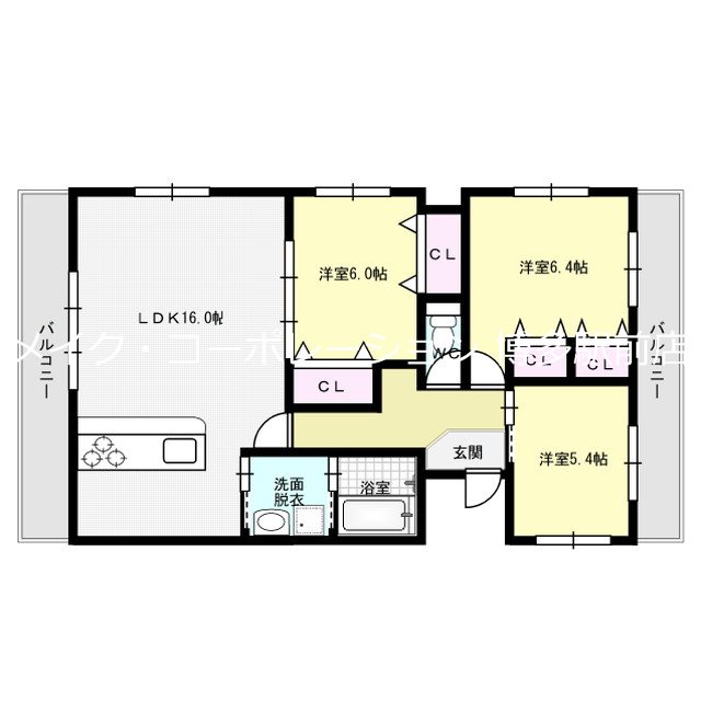 福岡市博多区奈良屋町のマンションの間取り