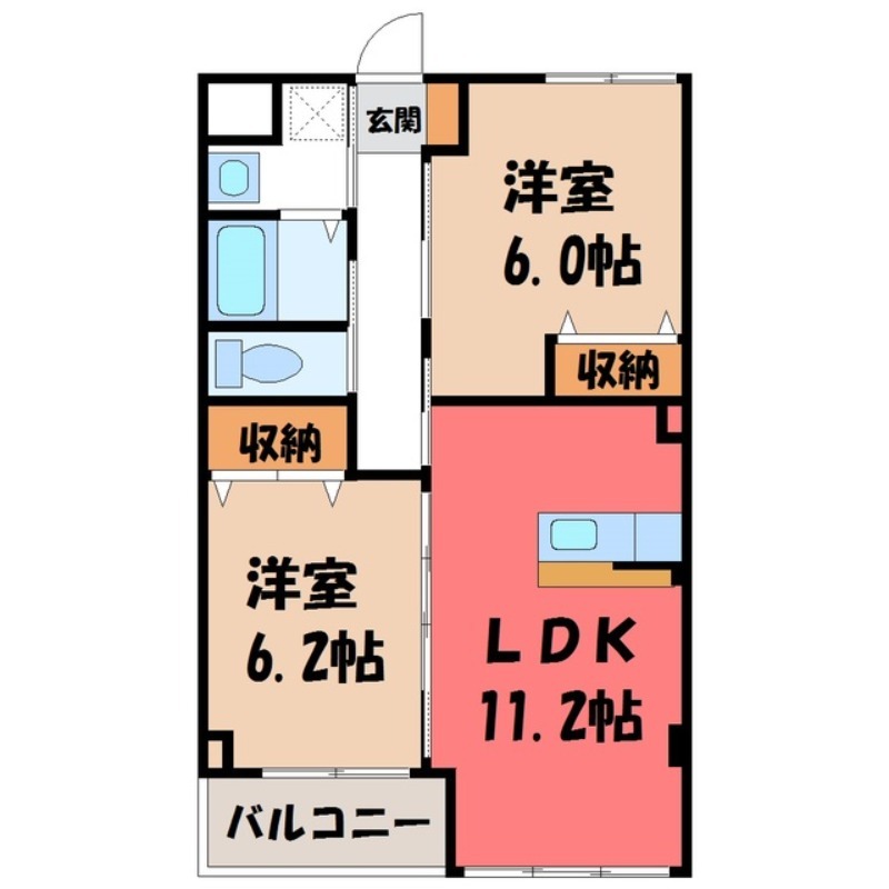 塩谷郡高根沢町光陽台のマンションの間取り