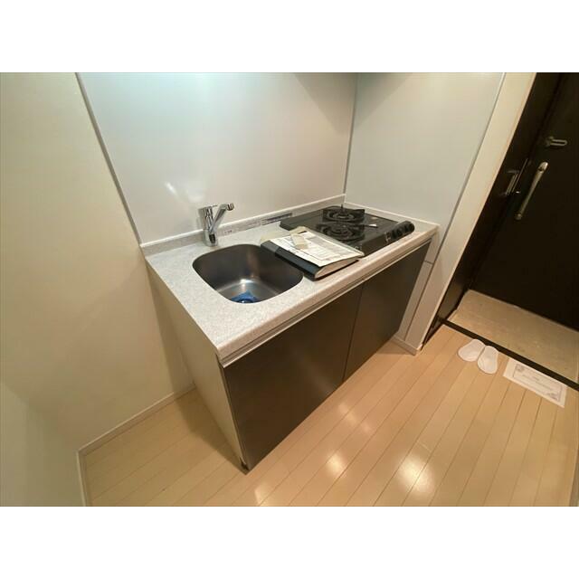 キッチン　ガスコンロ２口　シングルレバー水栓のシステムキッチン