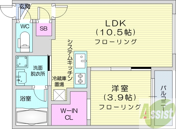 地下鉄東西線 西１１丁目駅 徒歩12分 4階建 築1年の間取り写真