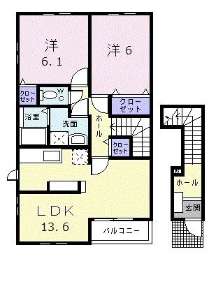 広島市安佐北区落合南のアパートの間取り