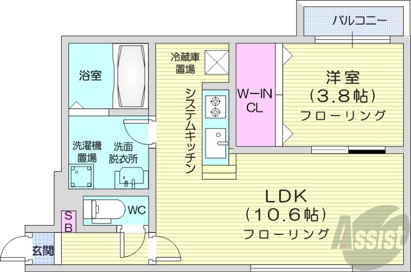 【札幌市白石区南郷通のマンションの間取り】