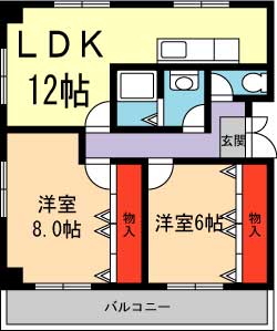 川西市東畦野のマンションの間取り