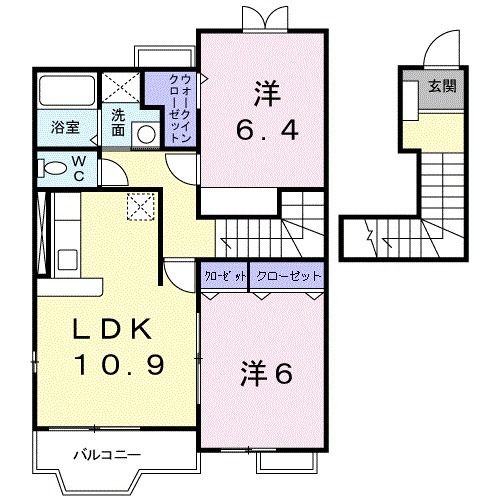 【大垣市小泉町のアパートの間取り】