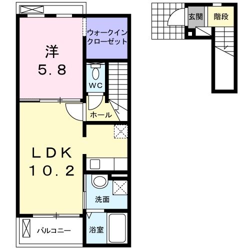 常陸太田市内堀町のアパートの間取り