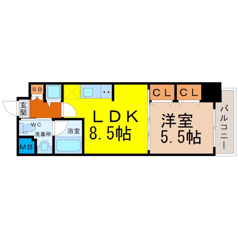 名古屋市瑞穂区堀田通のマンションの間取り