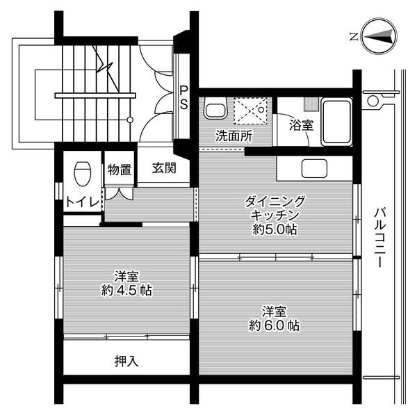 ビレッジハウス大穂2号棟の間取り