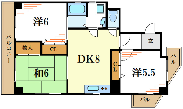 江戸川区大杉のマンションの間取り