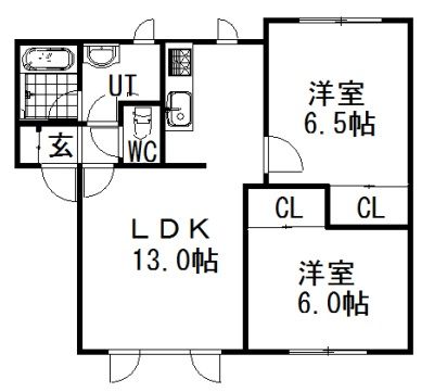 エルハイム新琴似Dの間取り